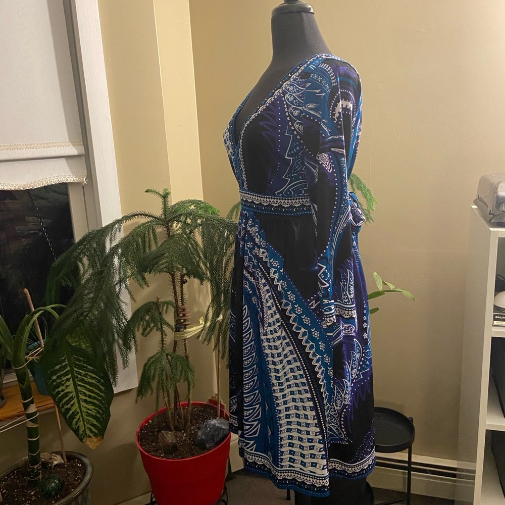 New York & Company Blue and Black Midi Dress - Picture 5 of 16